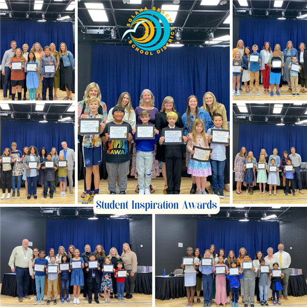 Photo features all Student Inspiration Awardees, teachers, and district staff.